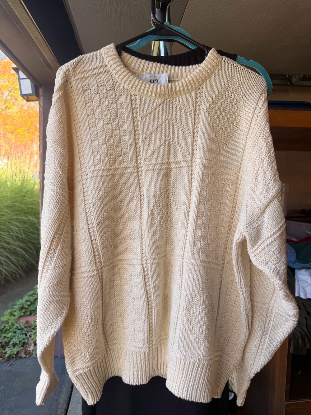 Van Heusen Cream Textured Crewneck Sweater